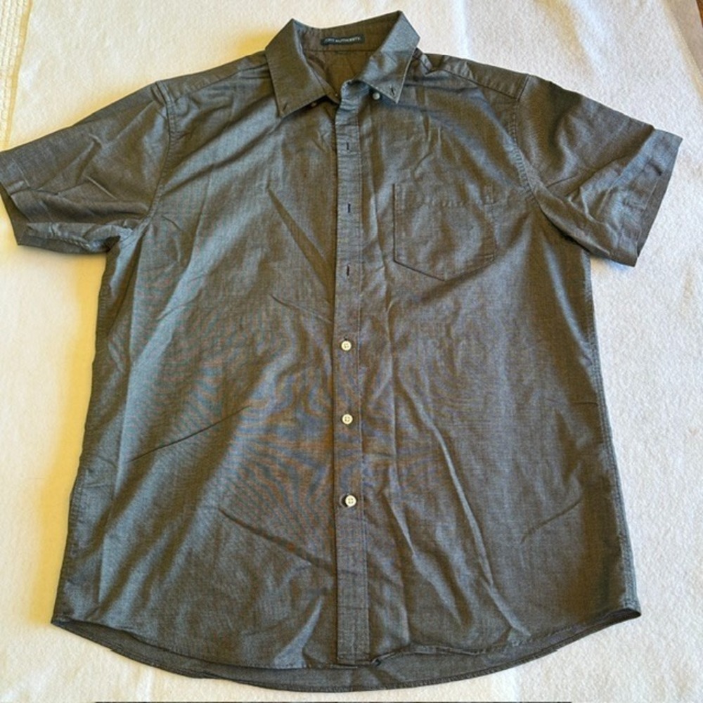 Port Authority Button Down Short Sleeve Shirt Mens Size M Charcoal Gray Work